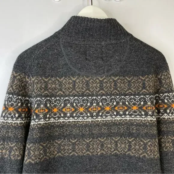 Telluride Clothing Fair-Isle Full Zip Cardigan Wool Blend Charcoal Gray Medium - Picture 9 of 13